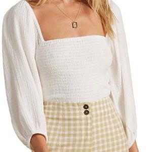 Billabong x The Salty Blonde Coastal Breeze Balloon Sleeve Smocked Crop Top